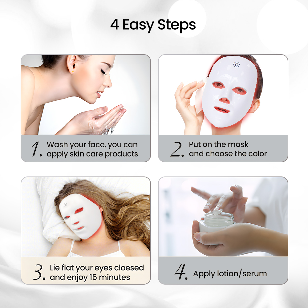 LED Face Mask Light Therapy 7 Color Treatment Photon Mask Facial Skin Care Mask